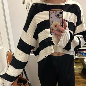 Distressed Striped Sweater